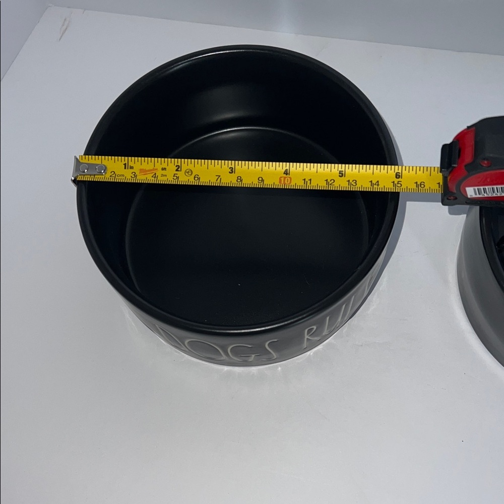 Rae Dunn Black Ceramic Dog Bowl Set - Feast & Dogs Rule - Picture 6 of 8